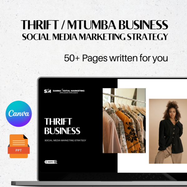 Thrift Business Social media strategy - Premade - 50+ pages written for you