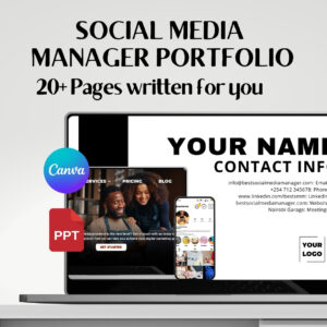 social media portfolio template black and white - main image - social media manager portfolio B&W