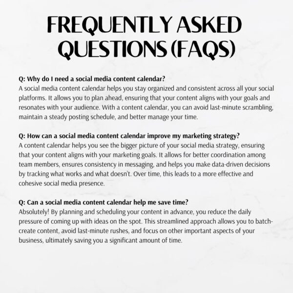 SOCIAL MEDIA CONTENT CALENDAR TEMPLATE - FAQs page 2